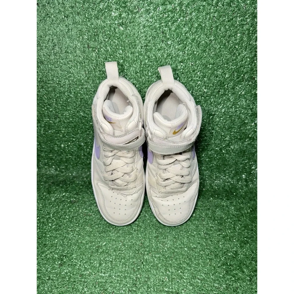 Nike Court Borough Mid 2 Women Size 5.5 Boy 4Y Beige Casual Shoe Comfort Sneaker